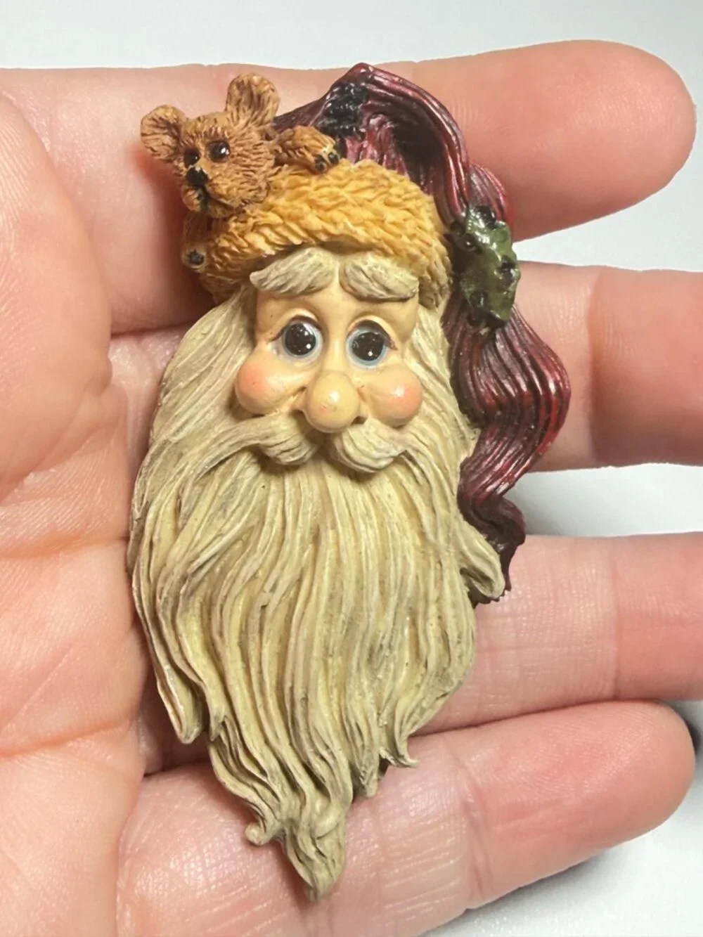 Boyds Bears Santa Resin Vintage Brooch 2.5 inches